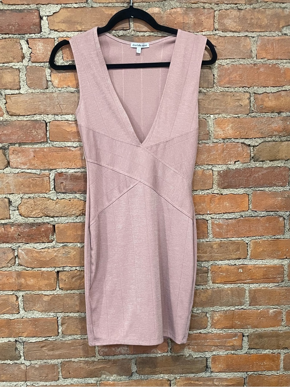 Y2K Charlotte Russe Dusty Rose V-Neck Sleeveless Mini Dress | Sm | EUC